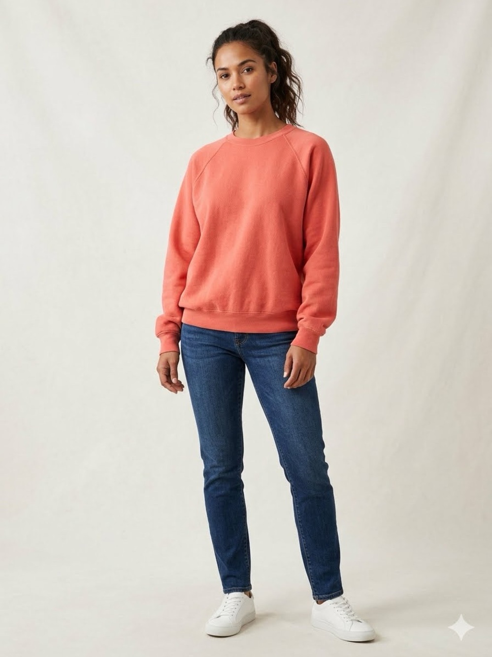 Monrow Coral Crewneck Sweatshirt